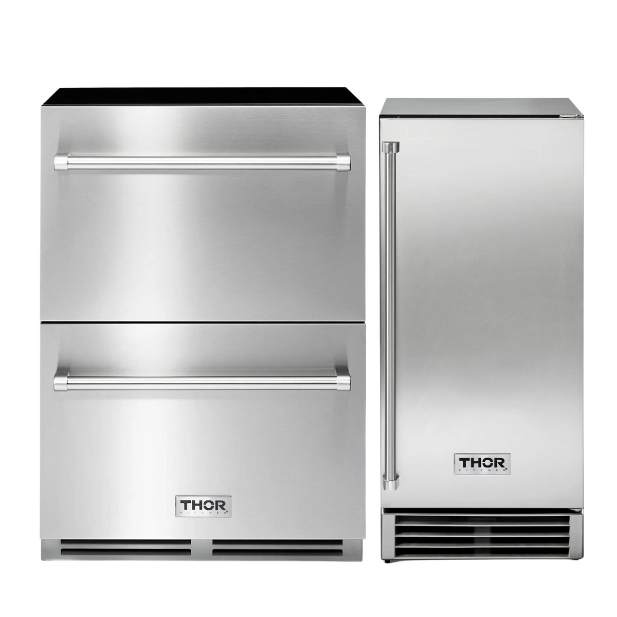 Thor Kitchen 2-Piece Appliance Package (24&quot; Premium Drawer Refrigerator, 15&quot; Ice Maker)