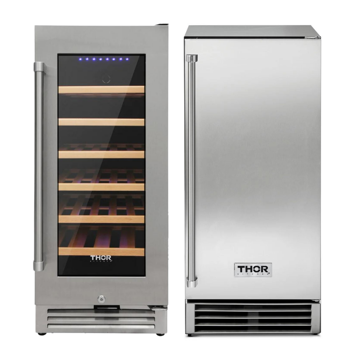 Thor Kitchen 2-Piece Appliance Package (15&quot; Single Zone Wine Cooler, 15&quot; Ice Maker)
