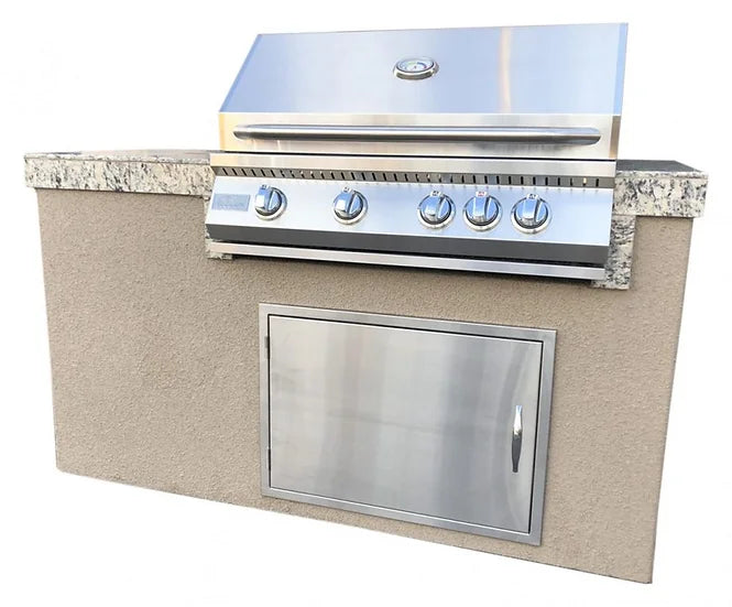 KoKoMo The 5&#39; Maldives BBQ Island with Built In 4 Burner BBQ Grill and Access Door
