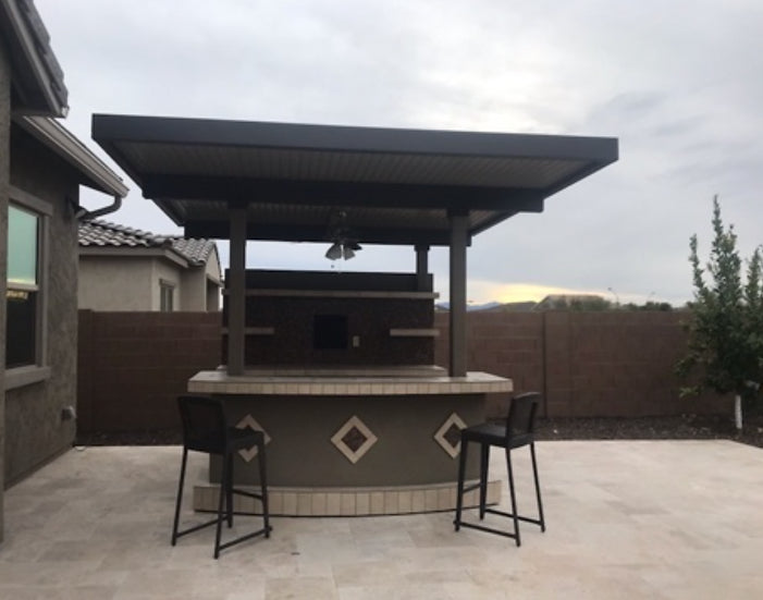 KoKoMo Key Largo Outdoor Kitchen With Built In BBQ Grill With 12 x 14 Patio Cover