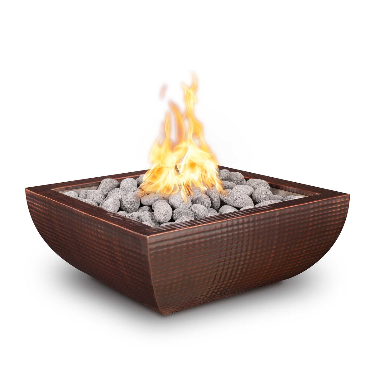 The Outdoor Plus Square Avalon Fire Bowl - Hammered Copper