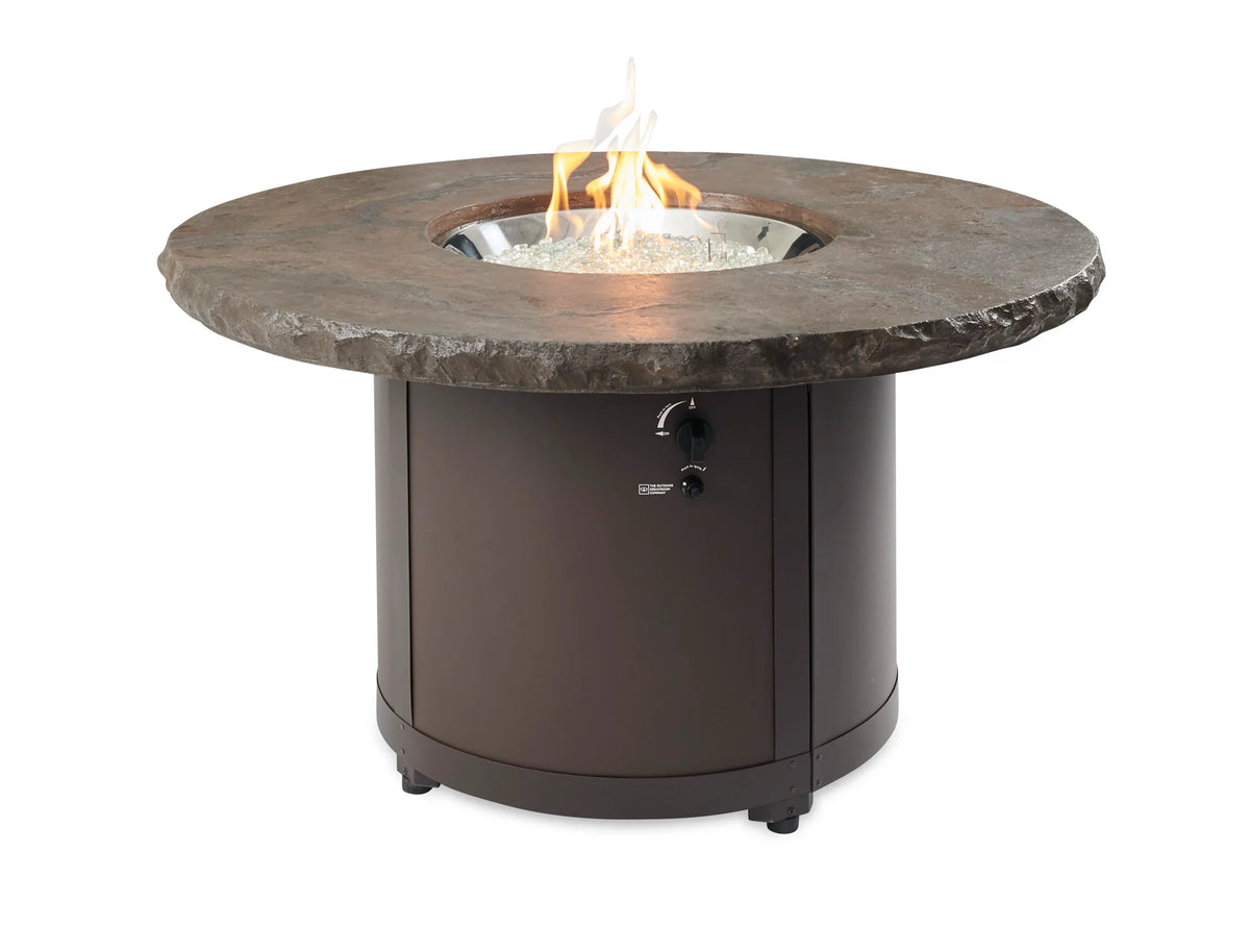 Outdoor GreatRoom Company Marbleized Noche Beacon Round Gas Fire Pit Table