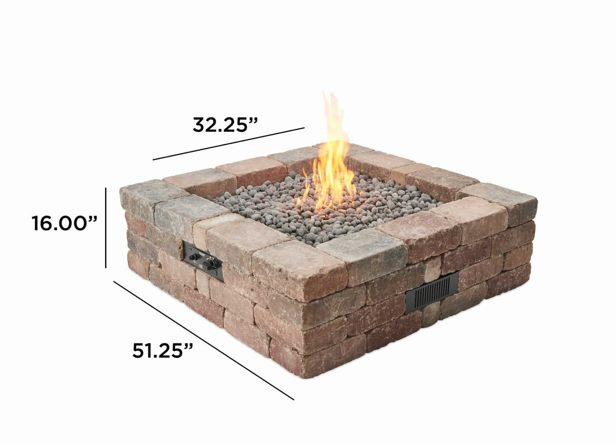 Outdoor GreatRoom Company Bronson Block Square Gas Fire Pit Kit