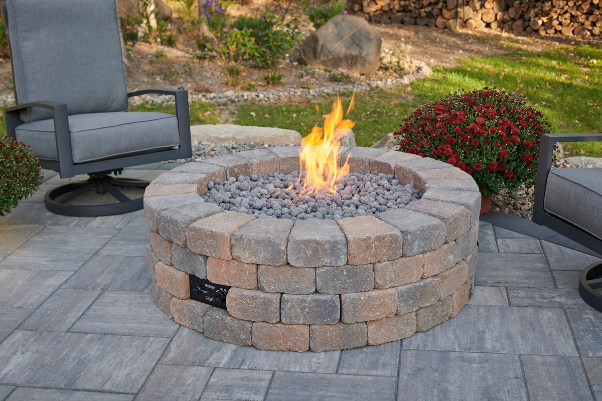 Outdoor GreatRoom Company Bronson Block Round Gas Fire Pit Kit