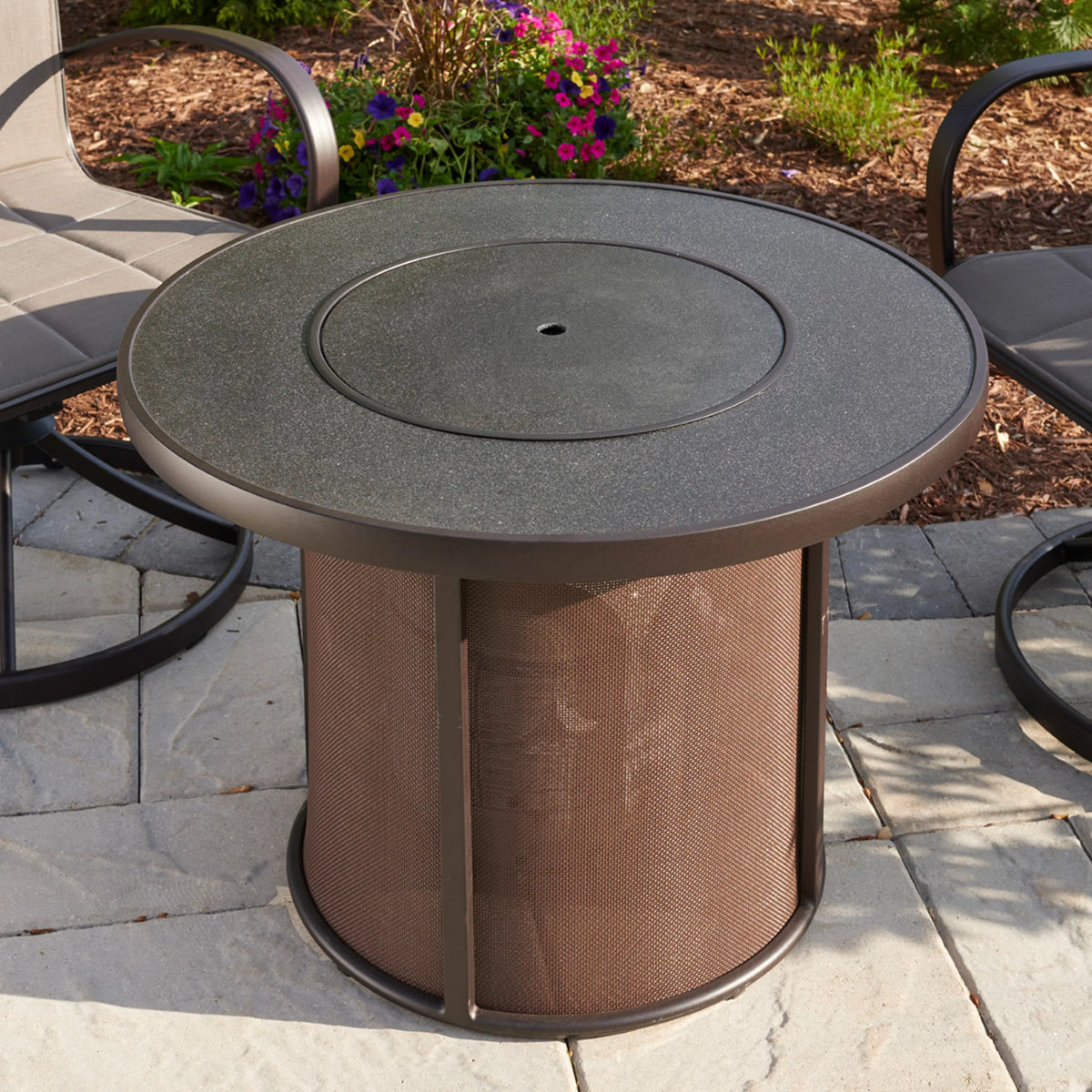 Outdoor GreatRoom Company Brown Stonefire Round Gas Fire Pit Table