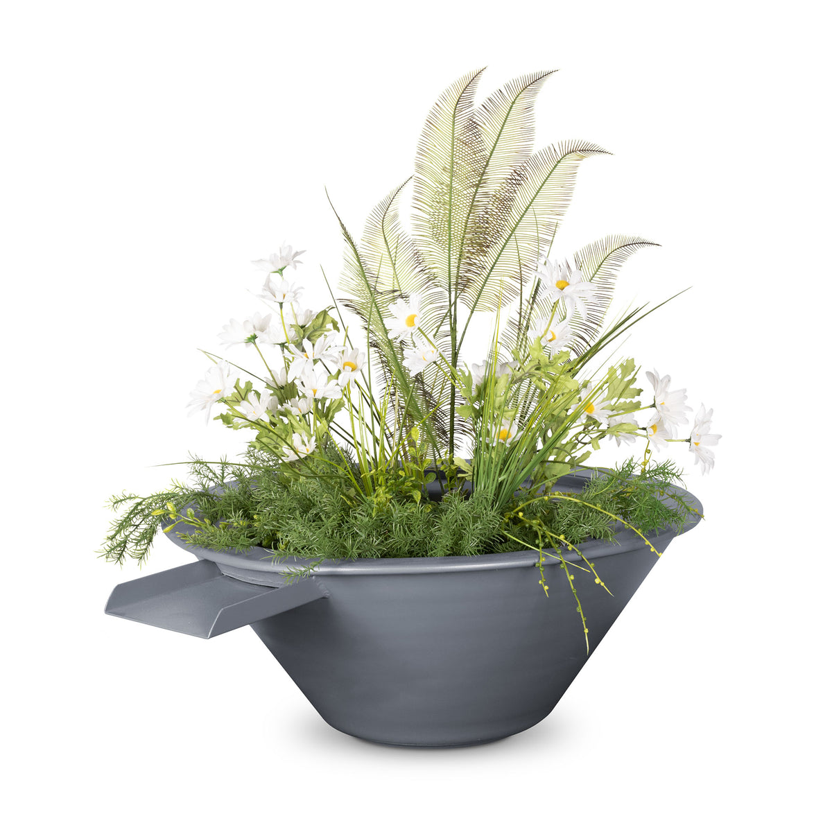 The Outdoor Plus Round Cazo Planter &amp; Water Bowl - Powder Coated Metal