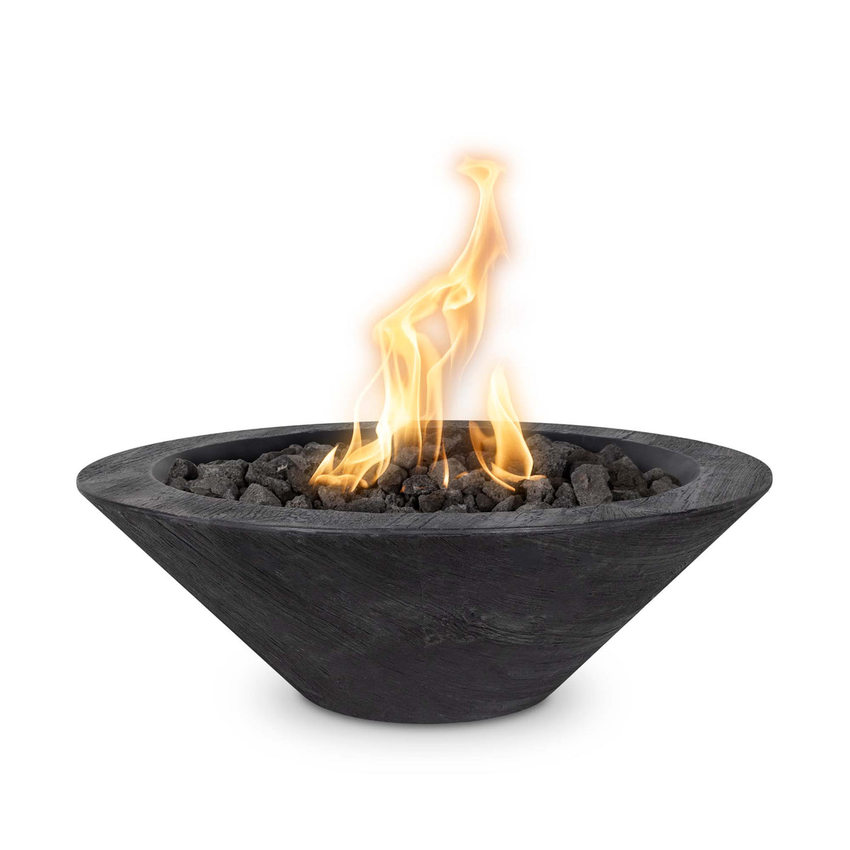 The Outdoor Plus 24&quot; Round Cazo Fire Bowl - Wood Grain GFRC Concrete