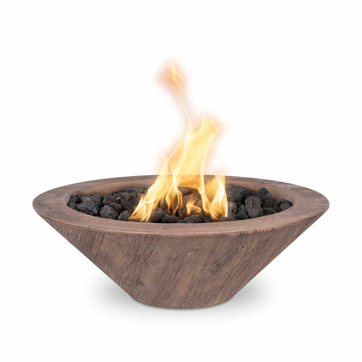 The Outdoor Plus 32&quot; Round Cazo Fire Bowl - Wood Grain GFRC Concrete