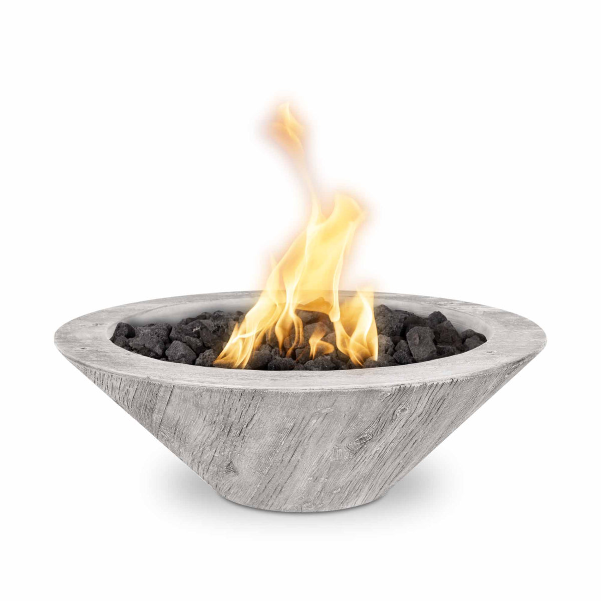 The Outdoor Plus 24&quot; Round Cazo Fire Bowl - Wood Grain GFRC Concrete