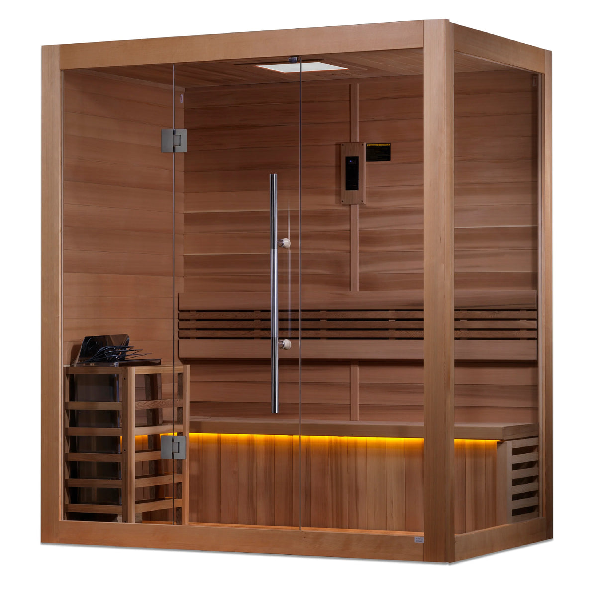 Golden Designs &quot;Forssa Edition&quot; 3 Person Indoor Traditional Sauna (GDI-7203-01) - Canadian Red Cedar Interior