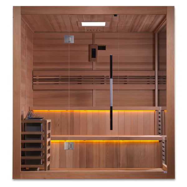 Golden Designs &quot;Kuusamo Edition&quot; 6 Person Indoor Traditional Sauna (GDI-7206-01) - Canadian Red Cedar Interior