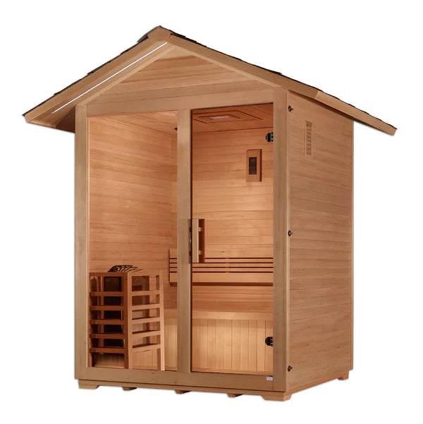 Golden Designs &quot;Arlberg&quot; 3 Person Traditional Outdoor Sauna -  Canadian Hemlock