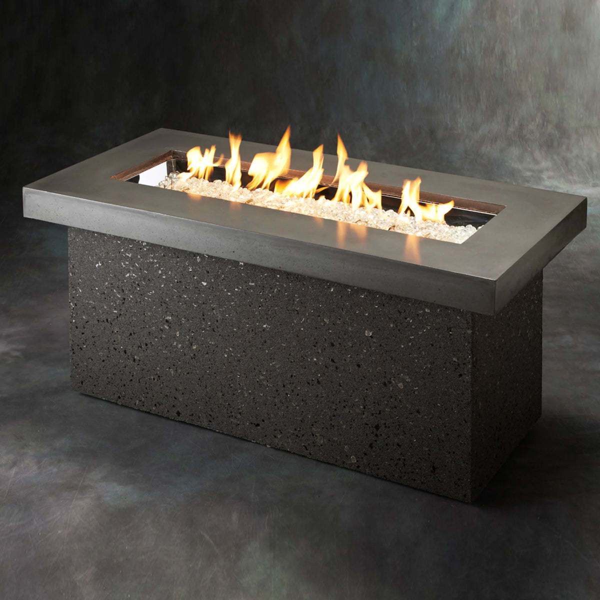 Outdoor GreatRoom Company Grey Key Largo Linear Gas Fire Pit Table