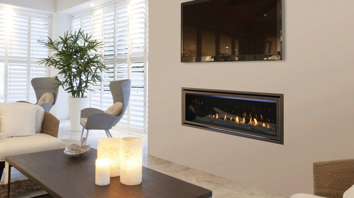 Majestic Jade Series Single-Sided Direct Vent Linear Gas Fireplace with IntelliFire Touch Ignition System