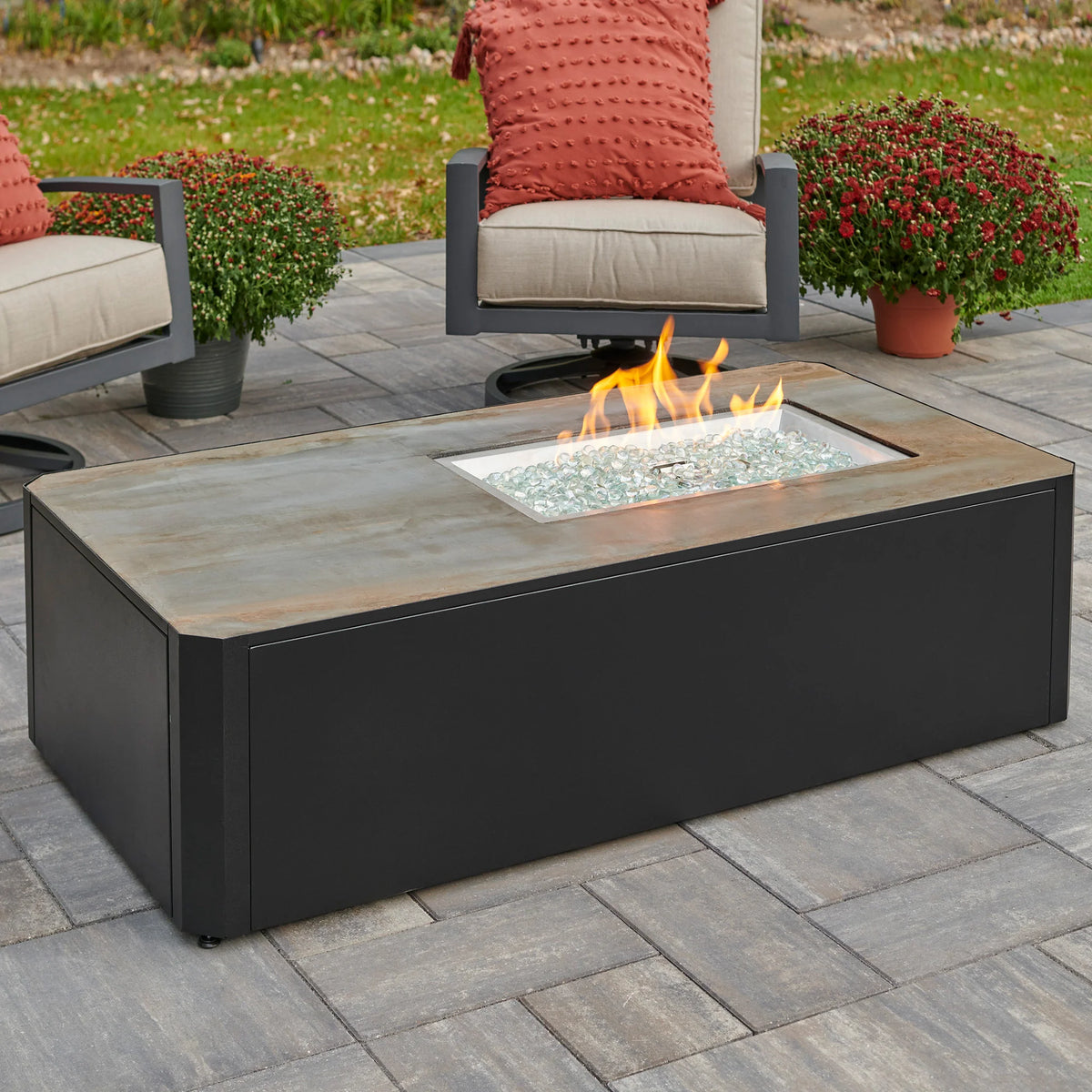 Outdoor GreatRoom Company Kinney Rectangular Gas Fire Pit Table