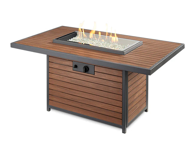 Outdoor GreatRoom Company Kenwood Rectangular Chat Height Gas Fire Pit Table