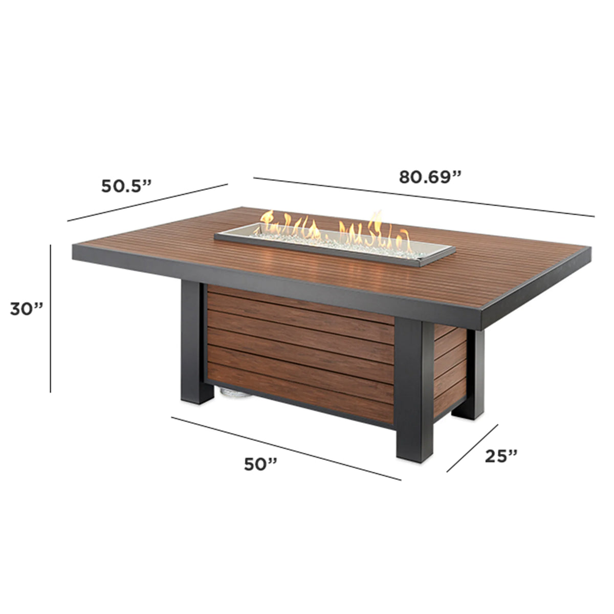 Outdoor GreatRoom Company Kenwood Linear Dining Height Gas Fire Pit Table