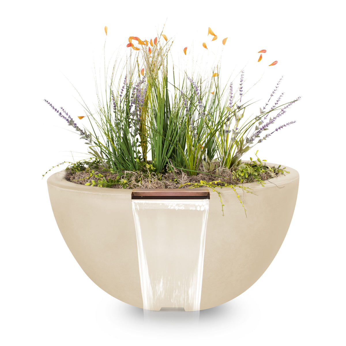 The Outdoor Plus Round Luna Planter &amp; Water Bowl - GFRC Concrete