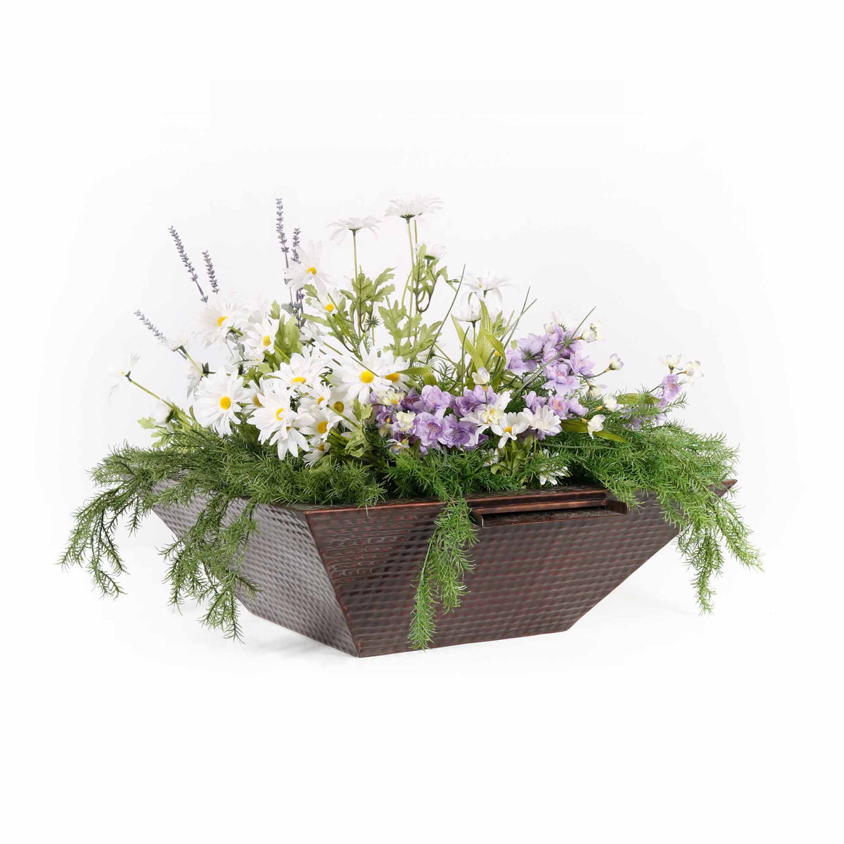 The Outdoor Plus Maya Hammered Copper Square Planter &amp; Water Bowl