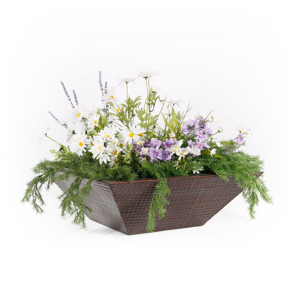 The Outdoor Plus Maya Hammered Copper Square Planter Bowl