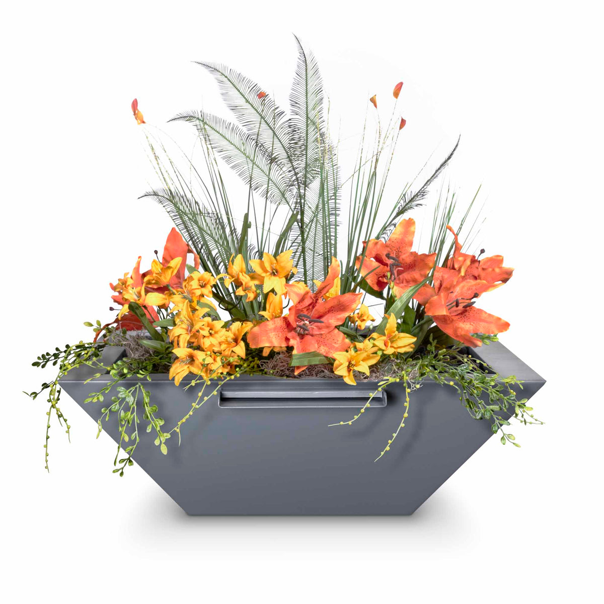 The Outdoor Plus Square Maya Planter &amp; Water Bowl - Powder Coated Metal