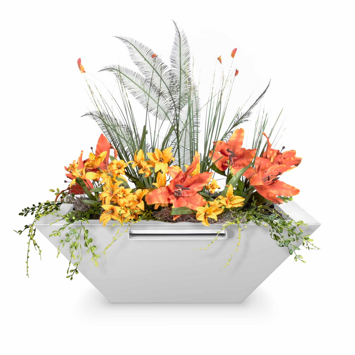 The Outdoor Plus Square Maya Planter &amp; Water Bowl - Powder Coated Metal