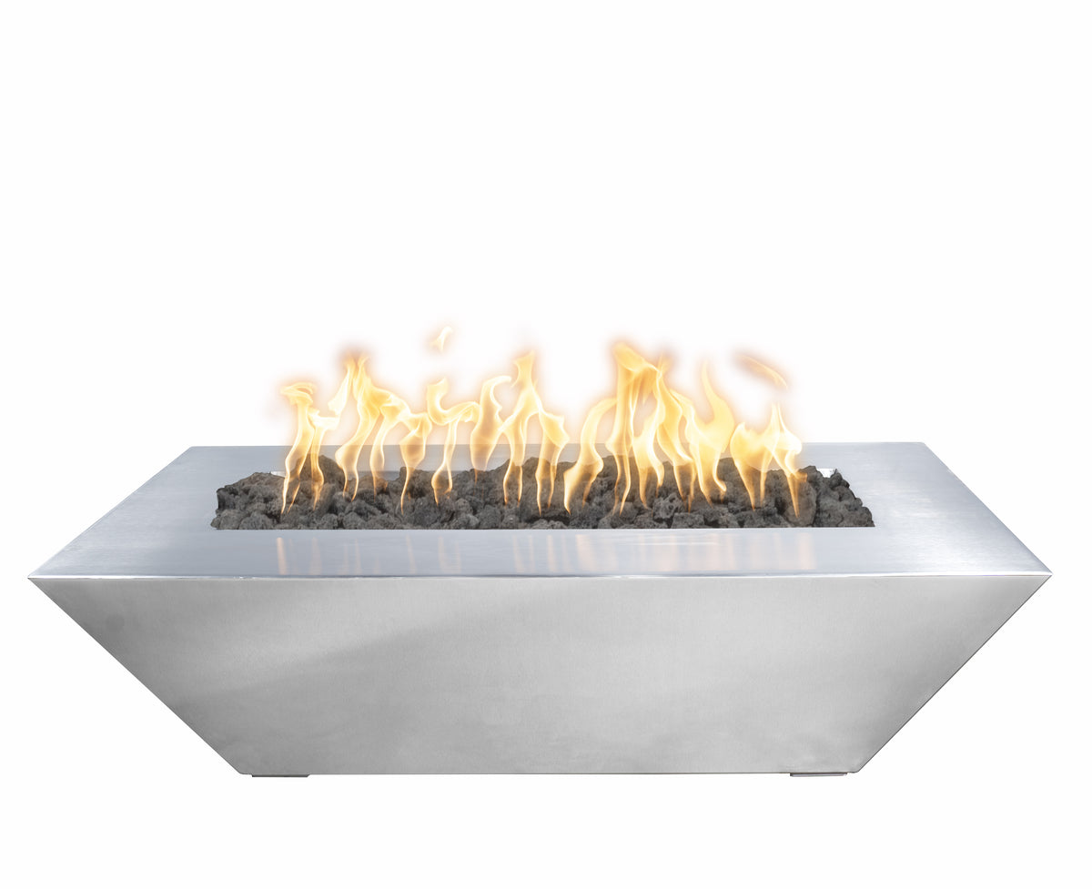 The Outdoor Plus Rectangular Linear Maya Fire Bowl - Stainless Steel