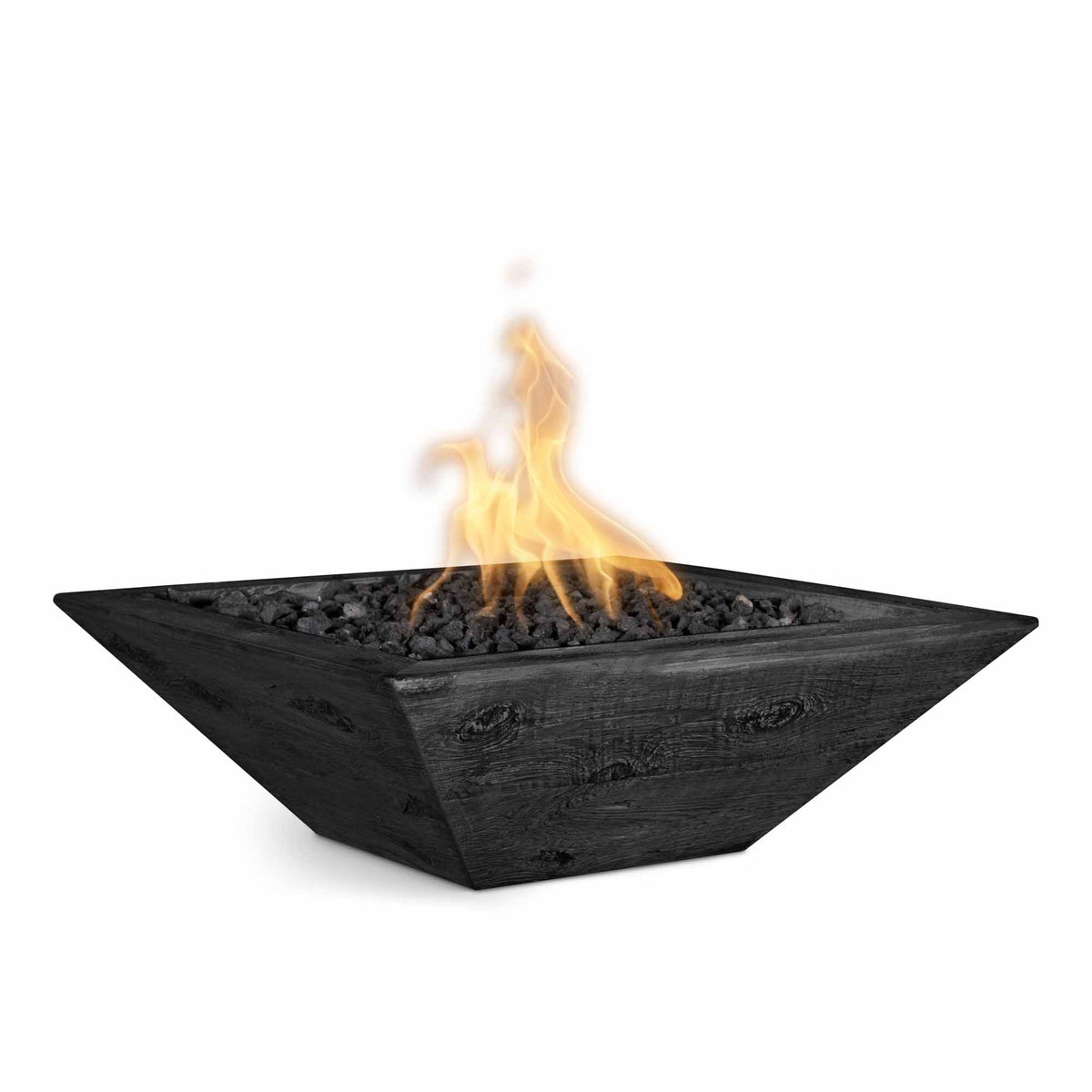 The Outdoor Plus 24&quot; Square Maya Fire Bowl - Wood Grain GFRC Concrete