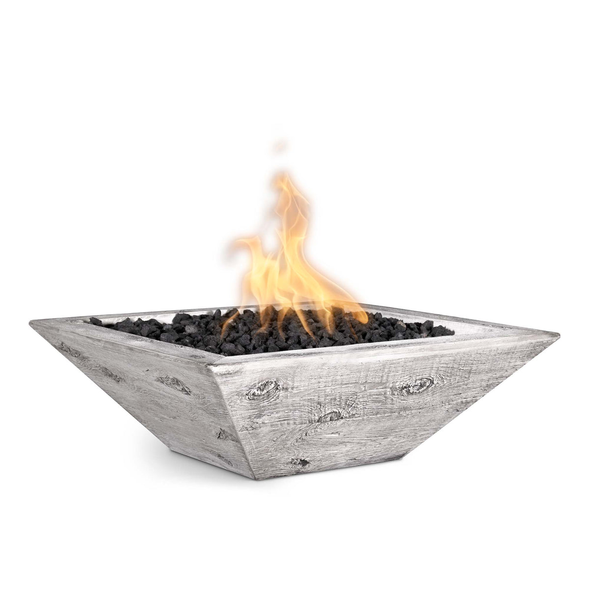 The Outdoor Plus 24&quot; Square Maya Fire Bowl - Wood Grain GFRC Concrete