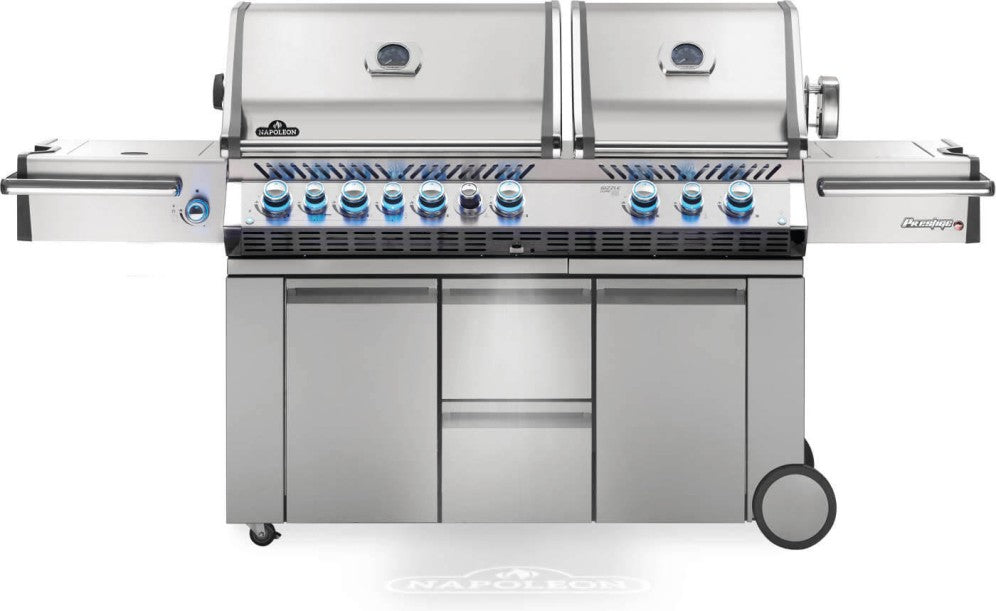 Napoleon Prestige Pro 825 Stainless Steel Gas Grill With Power Side Burner and Infrared Rear and Bottom Burners