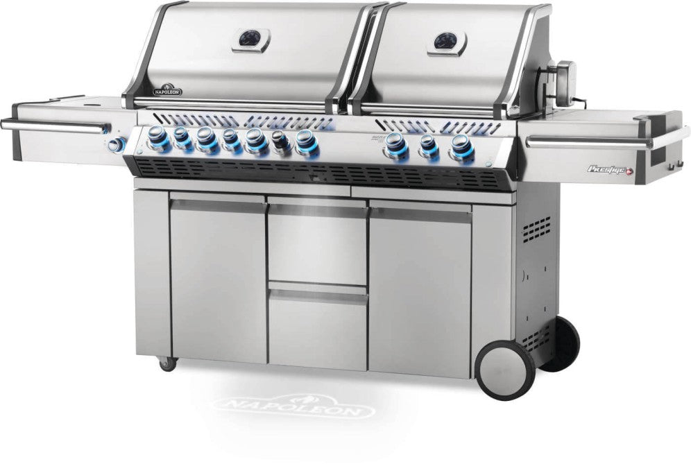 Napoleon Prestige Pro 825 Stainless Steel Gas Grill With Power Side Burner and Infrared Rear and Bottom Burners