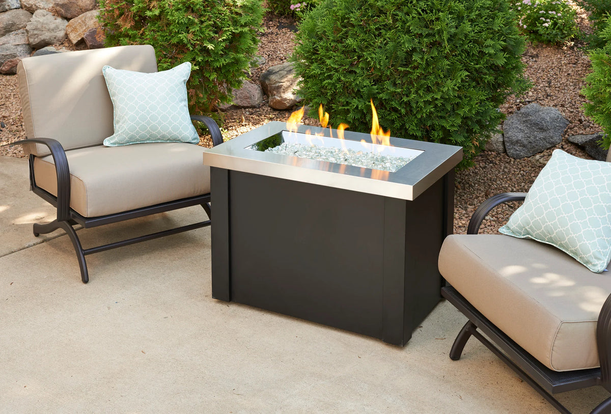 Outdoor GreatRoom Company Stainless Steel Providence Rectangular Gas Fire Pit Table