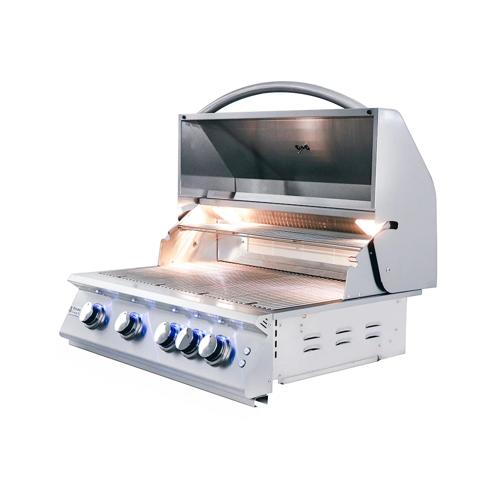 RCS 32&quot; Premier Built-In Gas Grill With Rear Burner And Blue LED