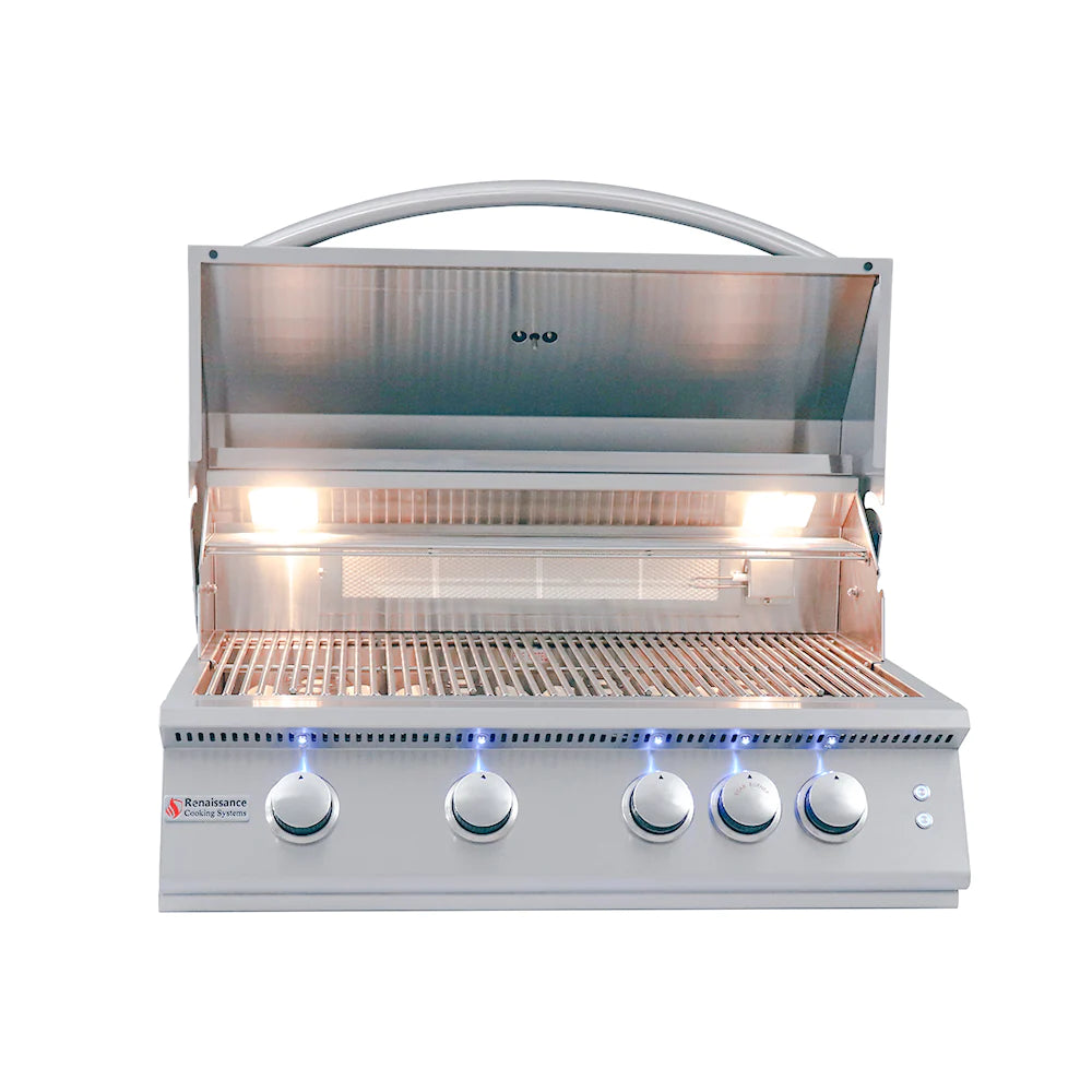 RCS 32&quot; Premier Built-In Gas Grill With Rear Burner And Blue LED