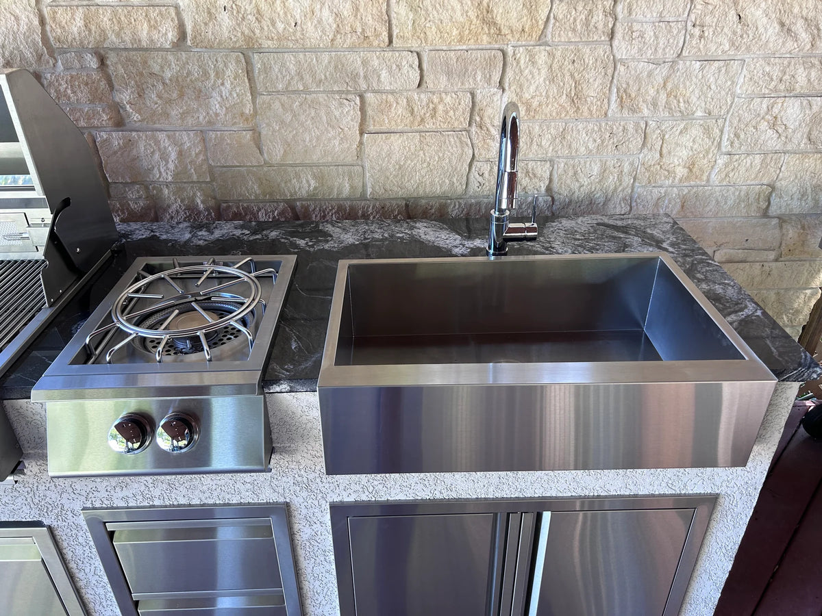 RCS 32&quot; Outdoor Stainless Steel Farm House Sink &amp; Faucet