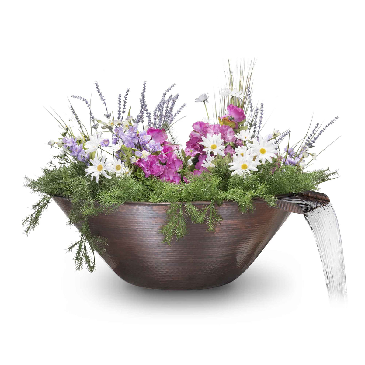 The Outdoor Plus 31&quot; Remi Hammered Copper Planter &amp; Water Bowl