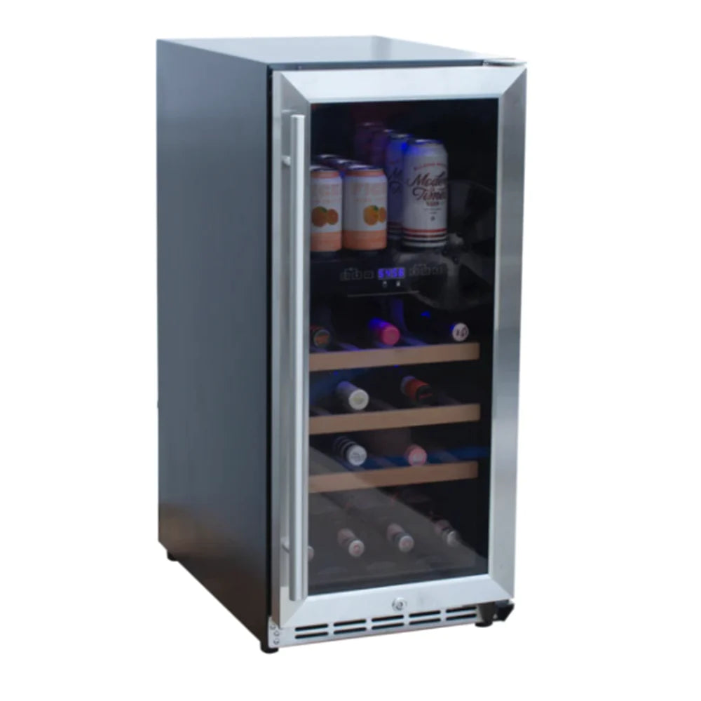 RCS Stainless Steel Wine Cooler Refrigerator with 15&quot; Glass Window Front