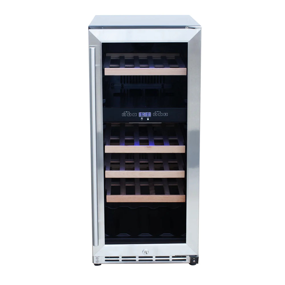 RCS Stainless Steel Wine Cooler Refrigerator with 15&quot; Glass Window Front