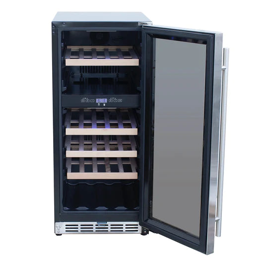 RCS Stainless Steel Wine Cooler Refrigerator with 15&quot; Glass Window Front