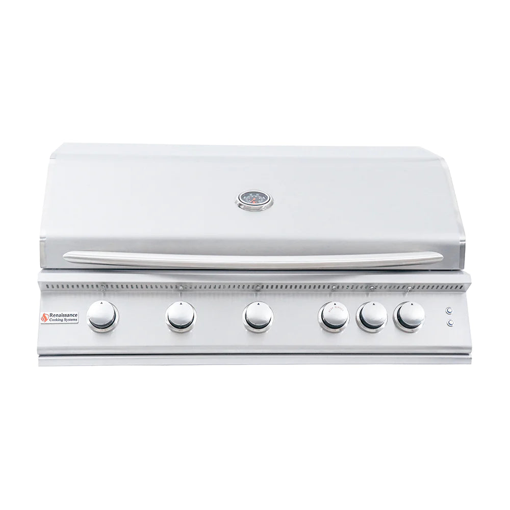 RCS 40&quot; Premier Built-In Gas Grill With Rear Burner And Blue LED