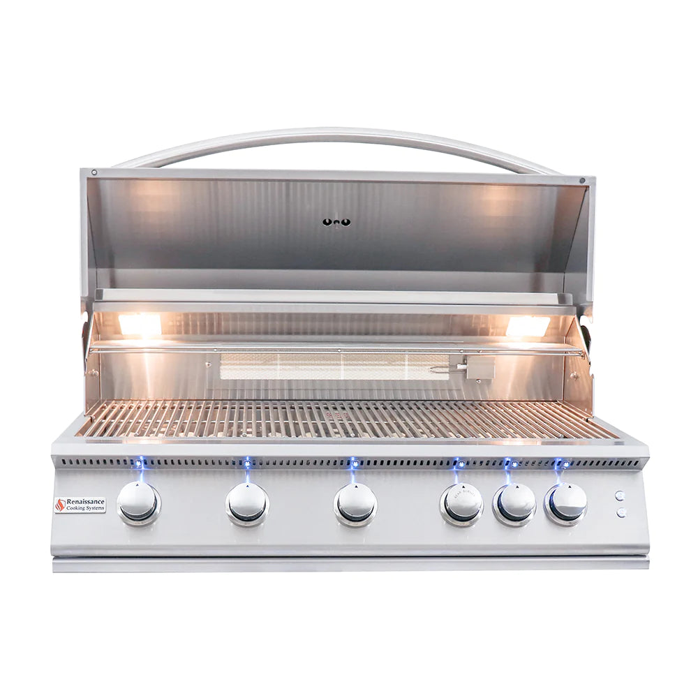 RCS 40&quot; Premier Built-In Gas Grill With Rear Burner And Blue LED