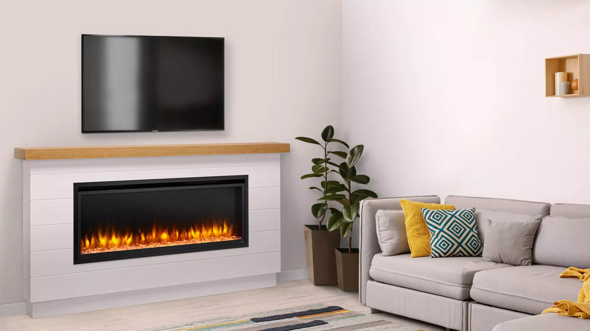 SimpliFire 50&quot; Allusion Platinum Recessed Linear Electric Fireplace