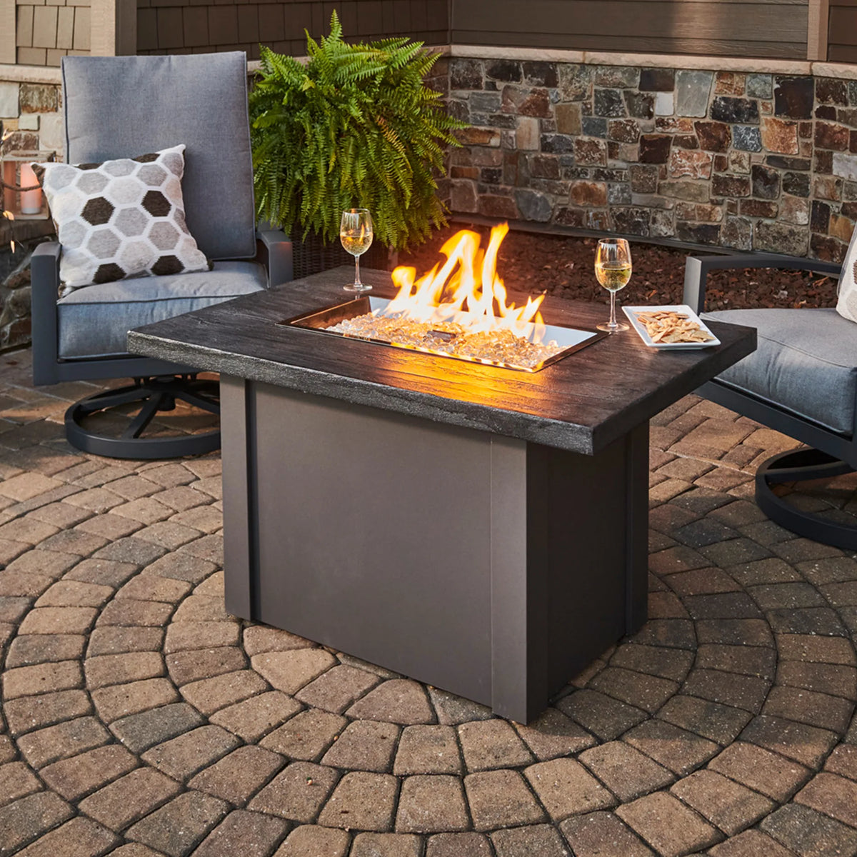 Outdoor GreatRoom Company Stone Grey Havenwood Rectangular Gas Fire Pit Table