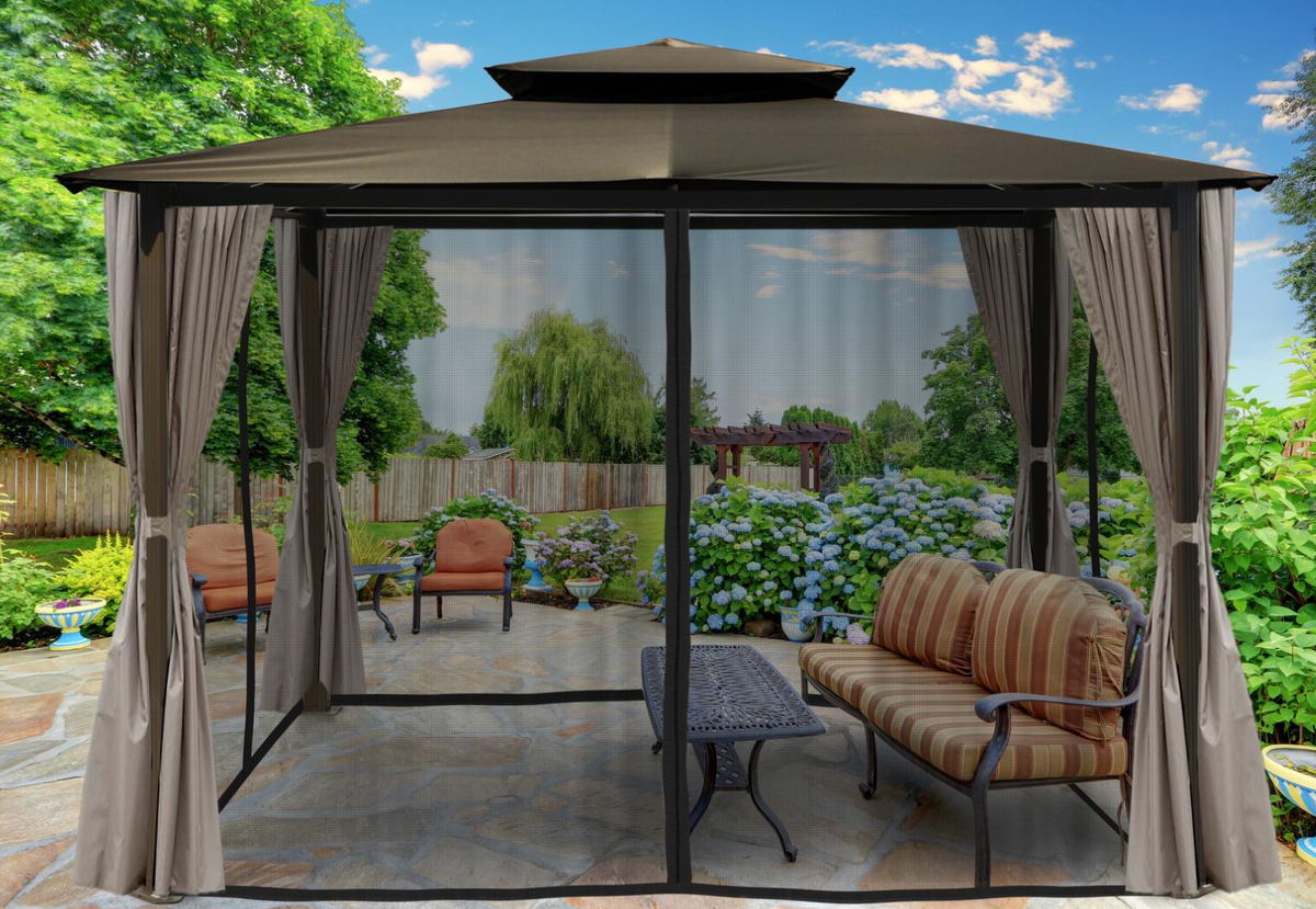 Paragon Barcelona Soft Top Gazebo With Mosquito Netting &amp; Curtains