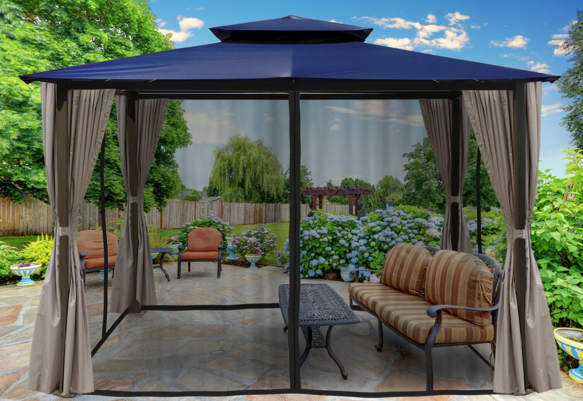 Paragon Barcelona Soft Top Gazebo With Mosquito Netting &amp; Curtains