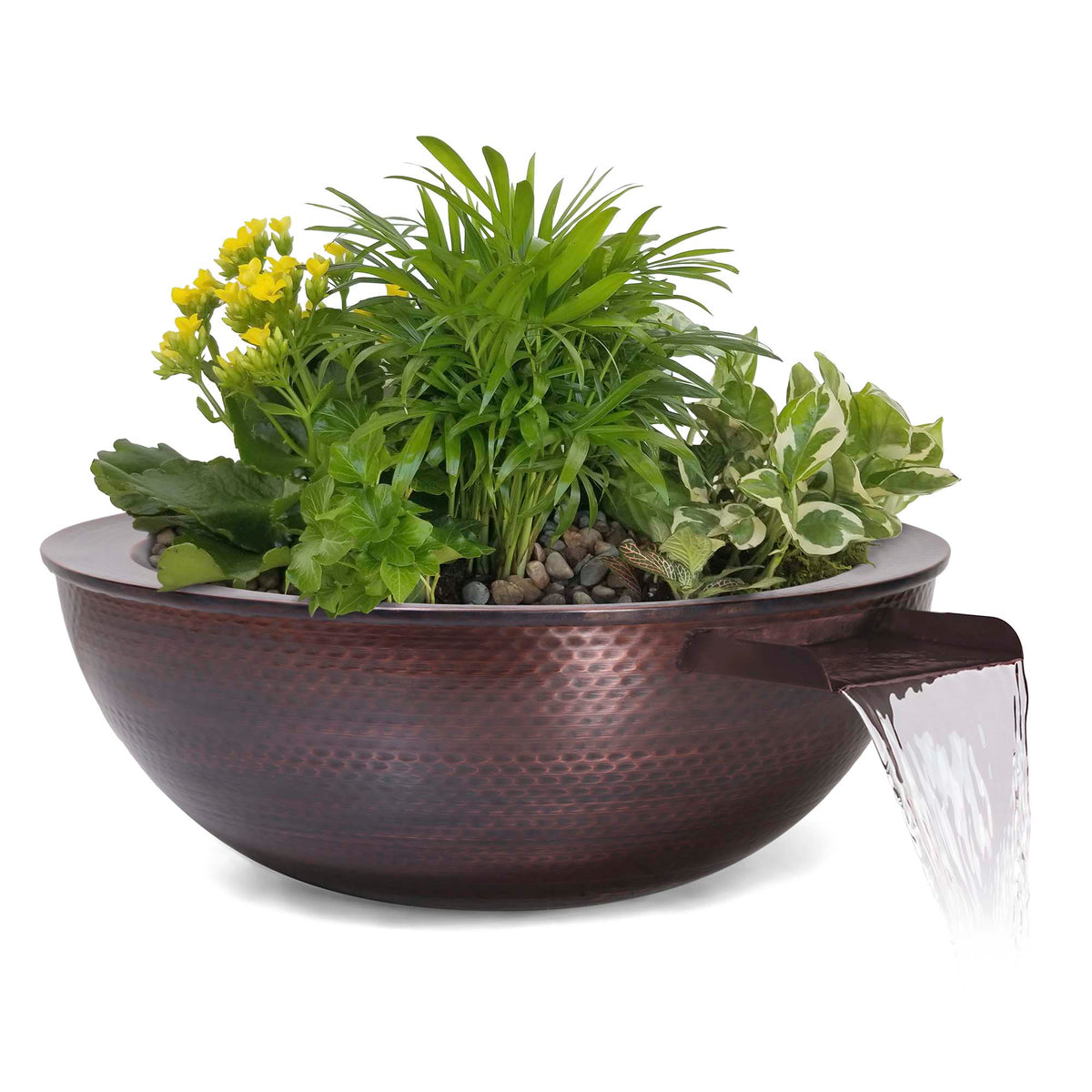 The Outdoor Plus 27&quot; Sedona Hammered Copper Planter &amp; Water Bowl