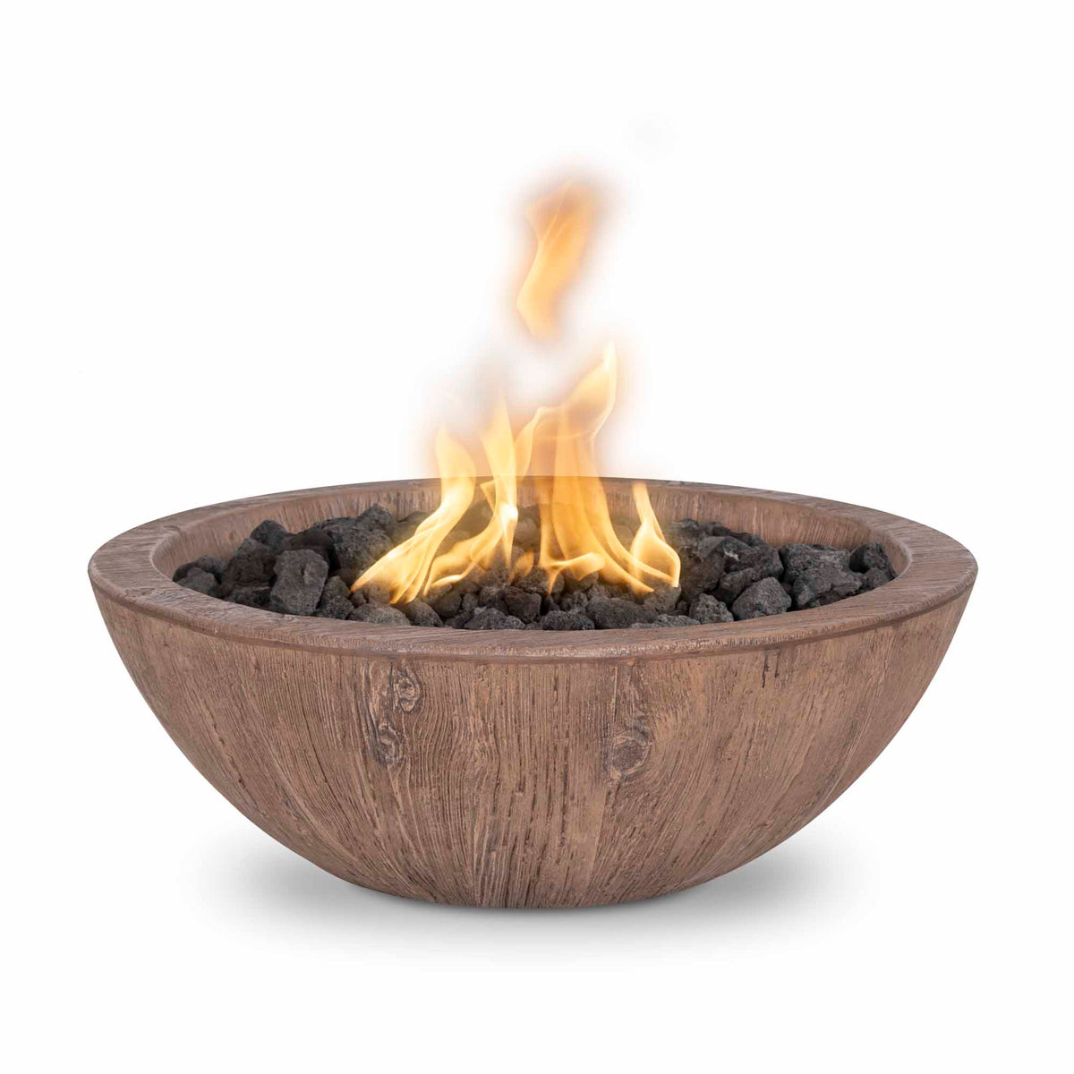 The Outdoor Plus 27&quot; Round Sedona Fire Bowl - Wood Grain GFRC Concrete