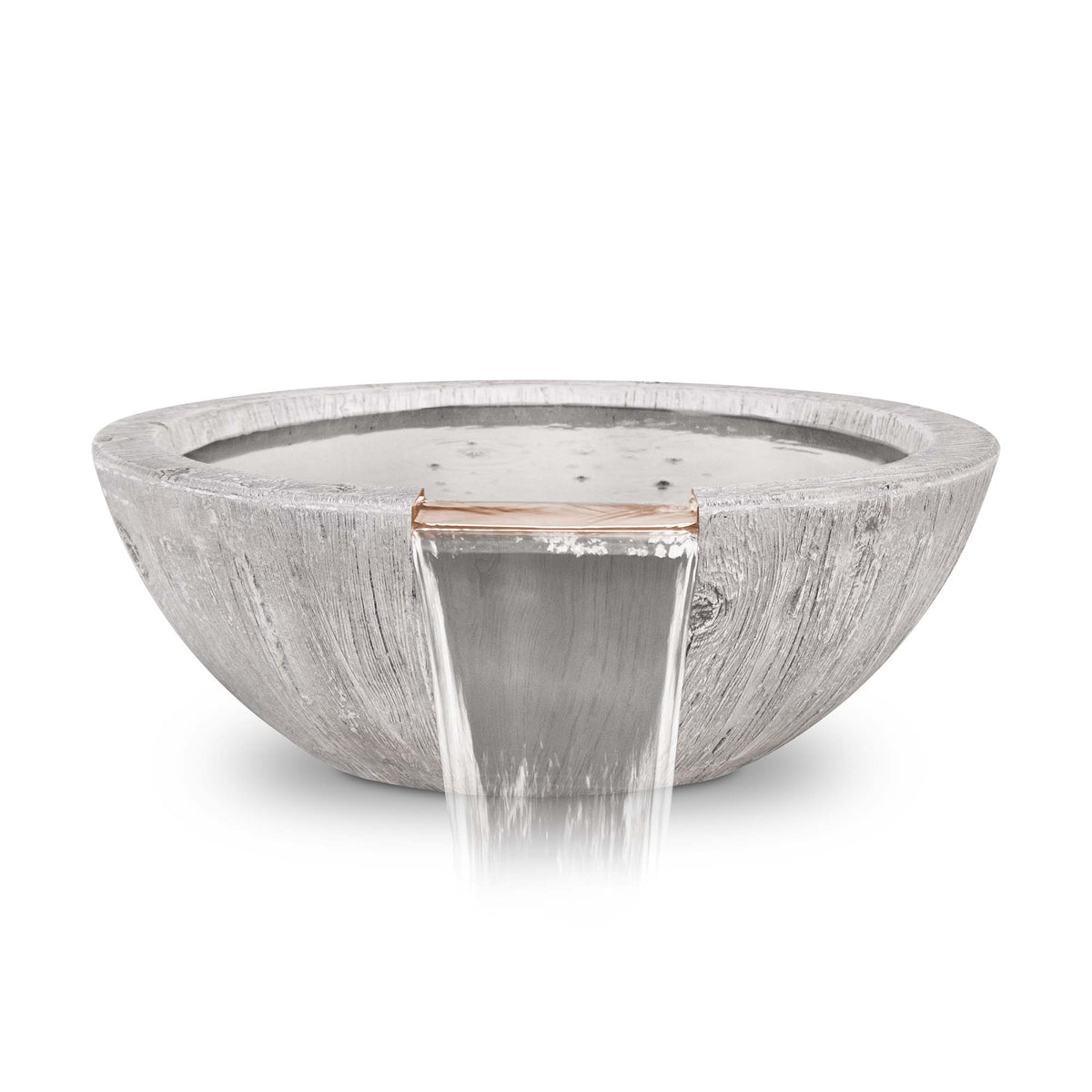 The Outdoor Plus 27&quot; Round Sedona Water Bowl - Wood Grain GFRC Concrete