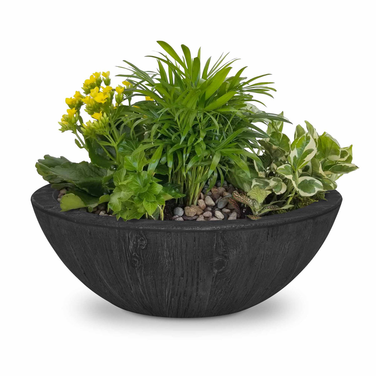 The Outdoor Plus 27&quot; Round Sedona Planter Bowl - Wood Grain GFRC Concrete