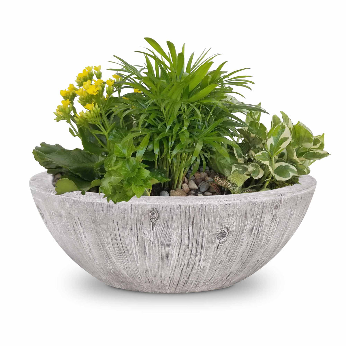 The Outdoor Plus 27&quot; Round Sedona Planter Bowl - Wood Grain GFRC Concrete